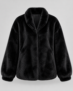 Women's Soft Teddy Fleece Jacket with Stand Collar and Zip Front