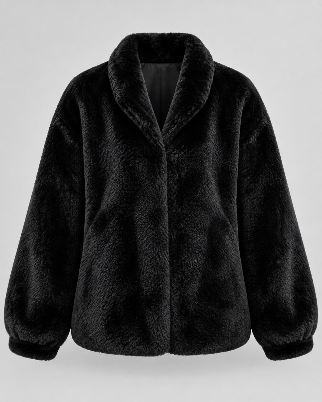 Women's Soft Teddy Fleece Jacket with Stand Collar and Zip Front