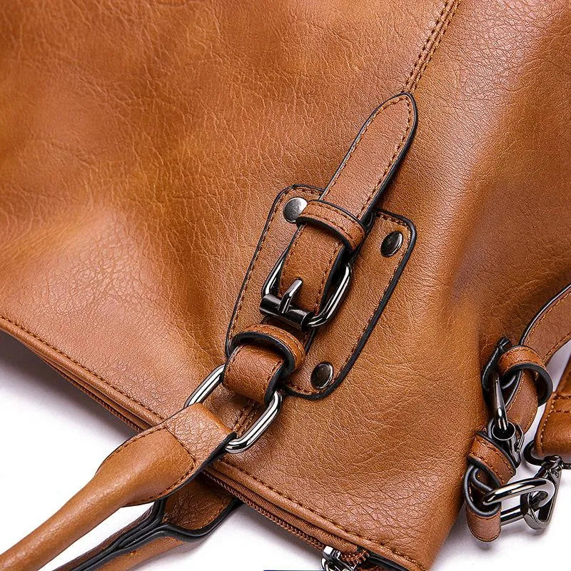 Women's Structured Faux Leather Crossbody Bag with Adjustable Strap