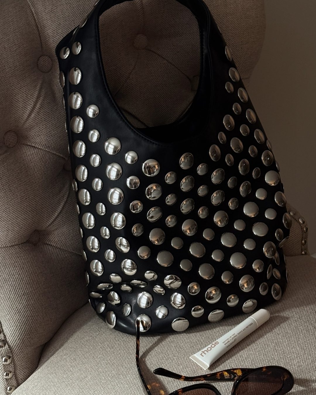 Women's Studded Rivet Slouchy Shoulder Bag 3