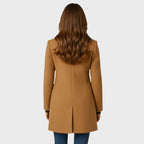 Women's Tailored Stand Collar Coat with Button Front and Pockets
