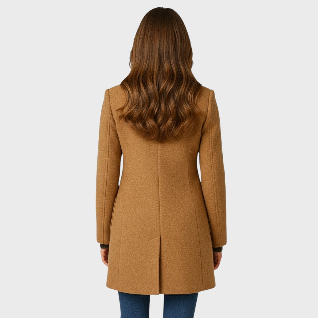 Women's Tailored Stand Collar Coat with Button Front and Pockets