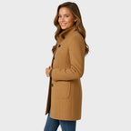 Women's Tailored Stand Collar Coat with Button Front and Pockets