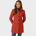 Women's Tailored Stand Collar Coat with Button Front and Pockets