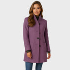 Women's Tailored Stand Collar Coat with Button Front and Pockets