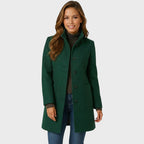 Women's Tailored Stand Collar Coat with Button Front and Pockets