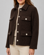 Women's Teddy Fleece Jacket with Collar and Flap Pockets