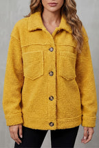 Women's Teddy Fleece Jacket with Button Front and Chest Pockets