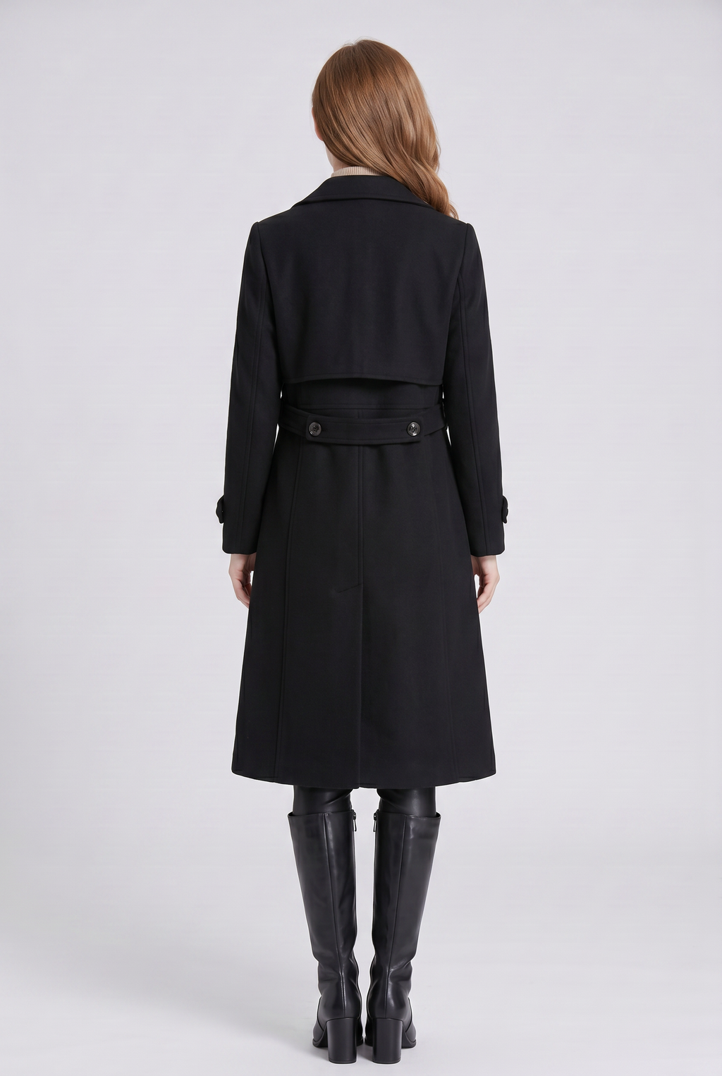 Women's Trench Coat with Double-Breasted Front and Longline Fit