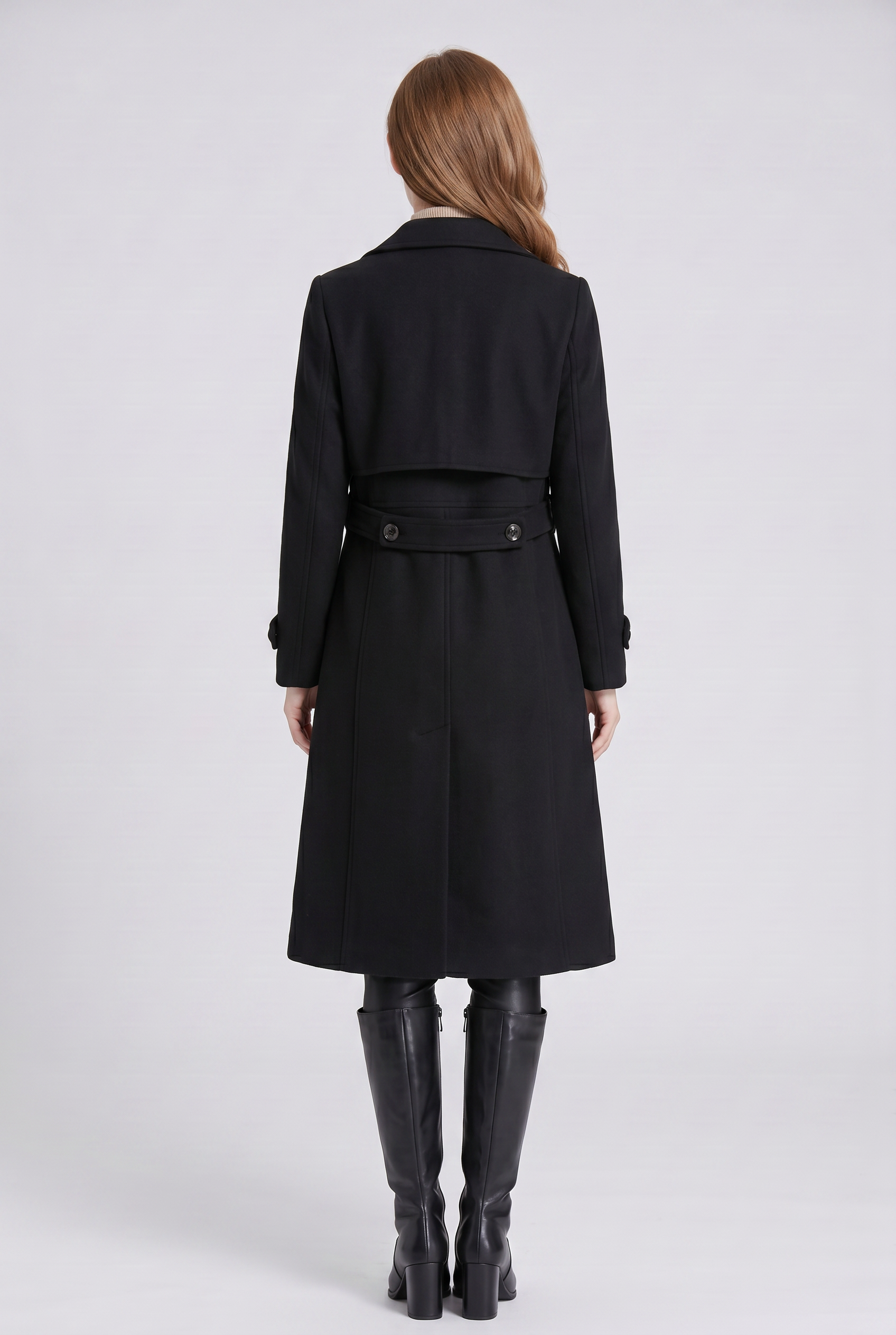 Women's Trench Coat with Double-Breasted Front and Longline Fit