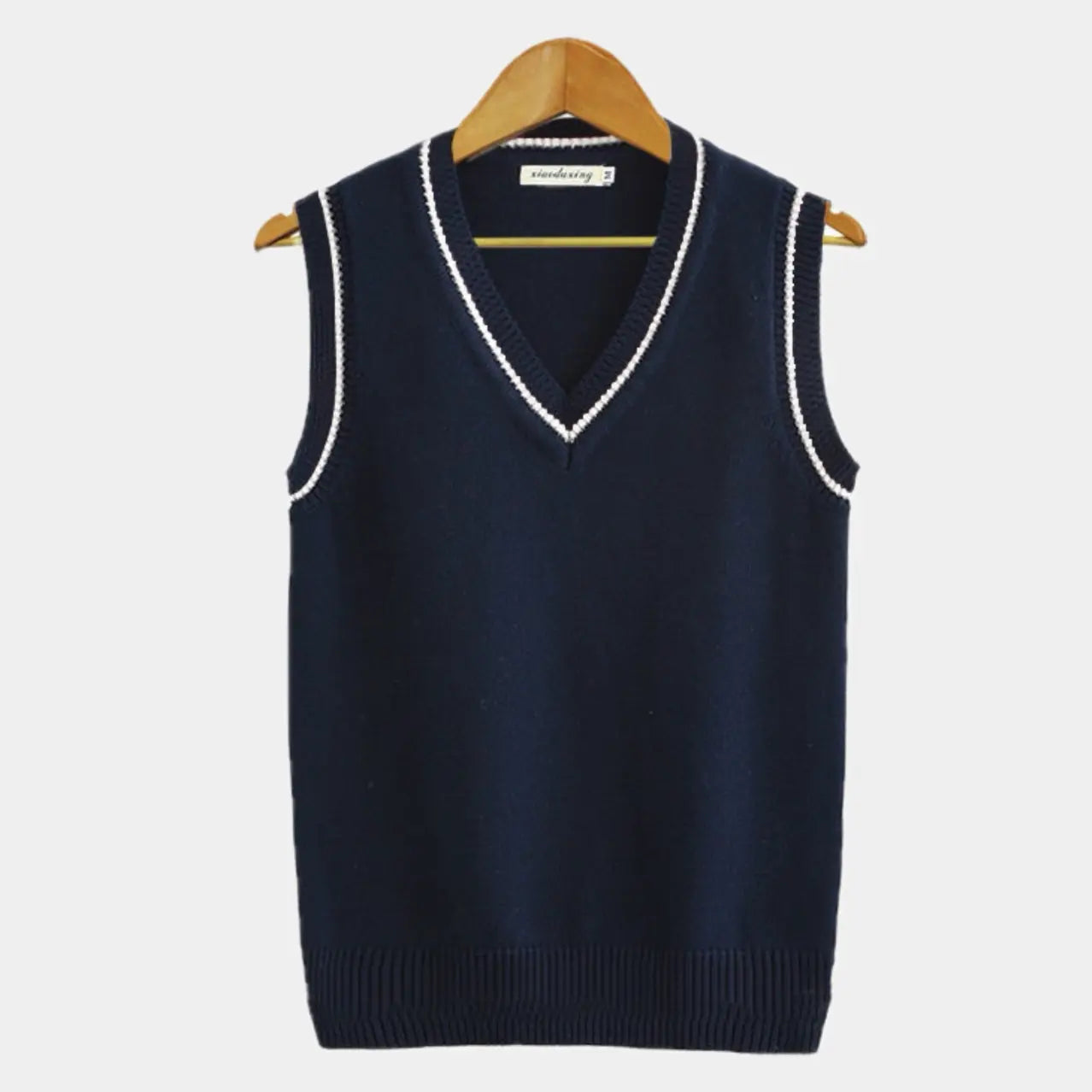 Women's V-Neck Knitted Sweater Vest with Ribbed Trim 4