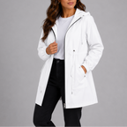 Women's lightweight waterproof hooded rain coat with drawstring waist