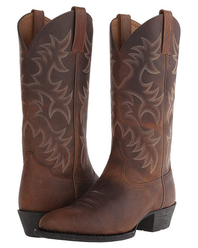 Women's Western Cowboy Boots | Embroidered Mid Calf Pointed Toe Pull On