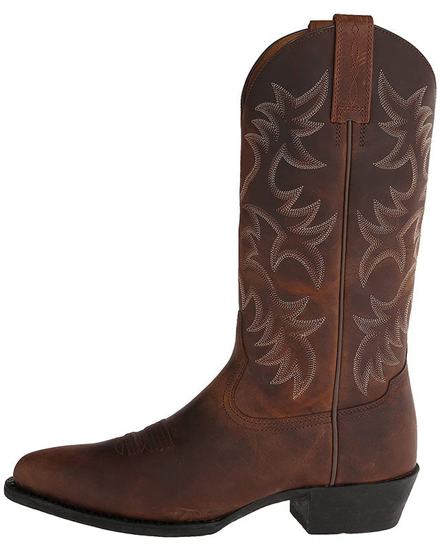 Women's Western Cowboy Boots | Embroidered Mid Calf Pointed Toe Pull On