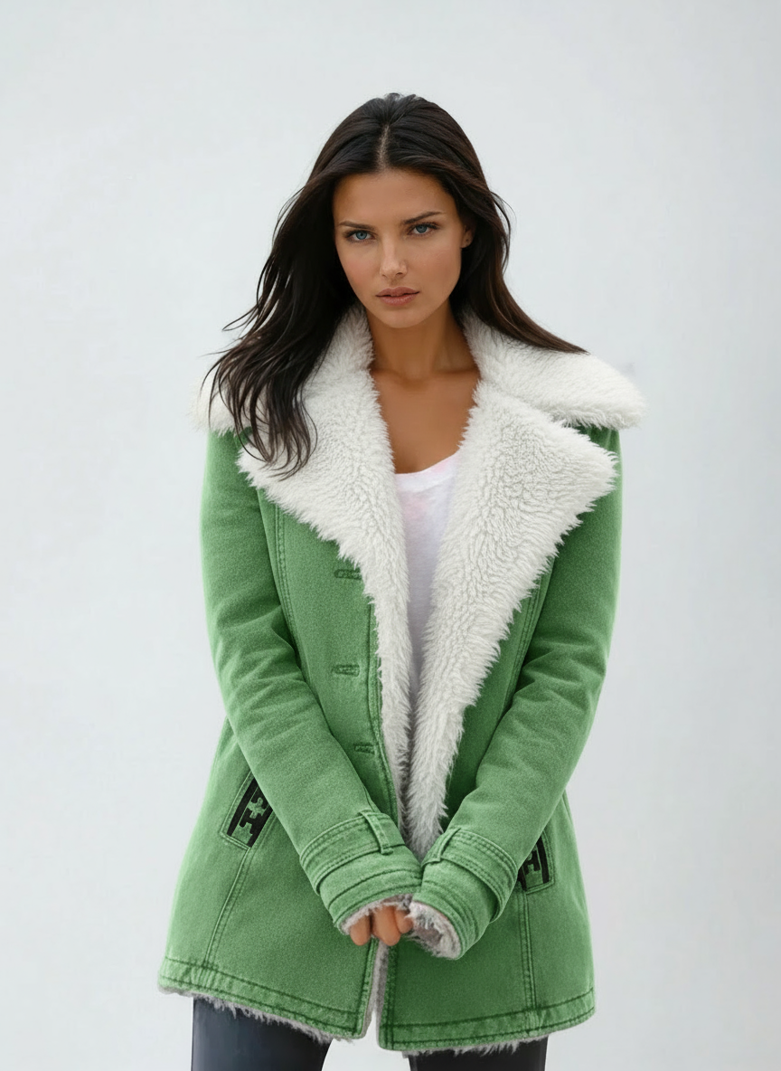 Women's Wool Blend Coat with Faux Fur Collar and Lining