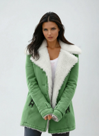 Women's Wool Blend Coat with Faux Fur Collar and Lining