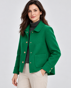 Women's Wool Blend Jacket with Collar and Button Front