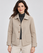 Women's Wool Blend Jacket with Collar and Button Front