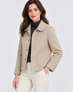 Women's Wool Blend Jacket with Collar and Button Front