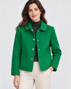 Women's Wool Blend Jacket with Collar and Button Front