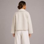 Women's double-breasted wool-blend peacoat with lapel collar