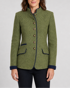 Women's stand collar button front wool-look blazer jacket