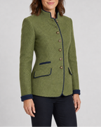 Women's stand collar button front wool-look blazer jacket