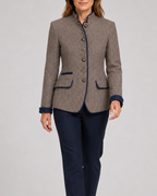 Women's stand collar button front wool-look blazer jacket
