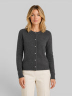 Women's Soft Knit Cardigan with Round Neck and Button Front