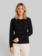 Women's Soft Knit Cardigan with Round Neck and Button Front