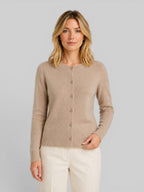 Women's Soft Knit Cardigan with Round Neck and Button Front