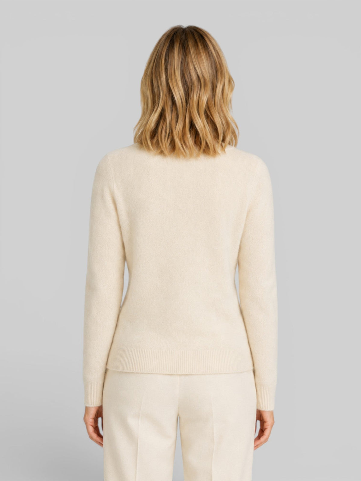 Women's Soft Knit Cardigan with Round Neck and Button Front