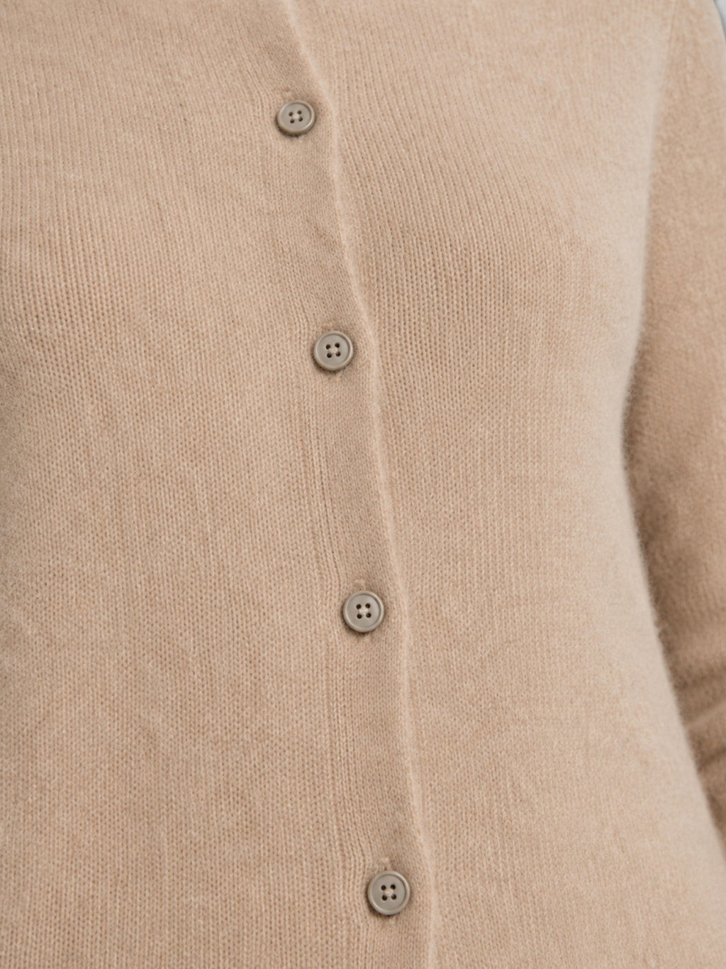 Women's Soft Knit Cardigan with Round Neck and Button Front