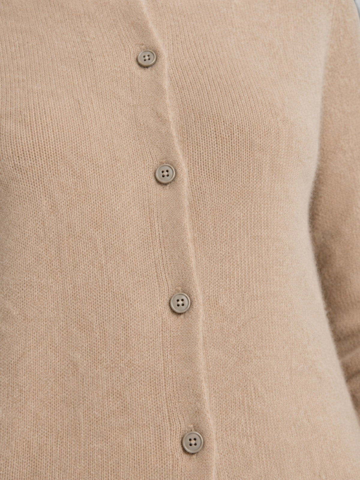 Women's Soft Knit Cardigan with Round Neck and Button Front
