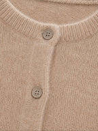 Women's Soft Knit Cardigan with Round Neck and Button Front