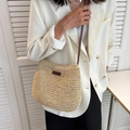 Women's Woven Straw Boho Crossbody Bag with Adjustable Strap