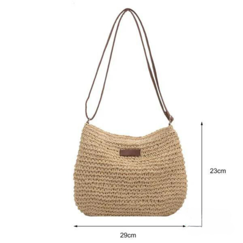 Women's Woven Straw Boho Crossbody Bag with Adjustable Strap