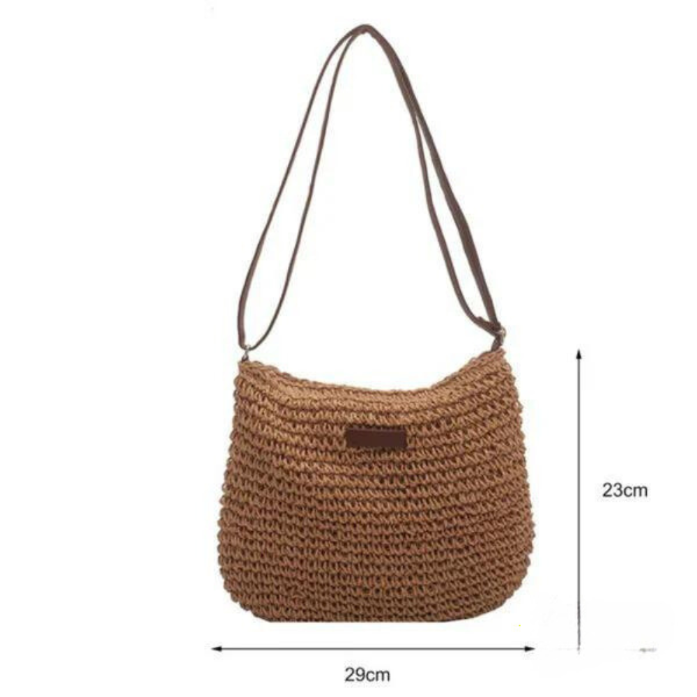 Women's Woven Straw Boho Crossbody Bag with Adjustable Strap
