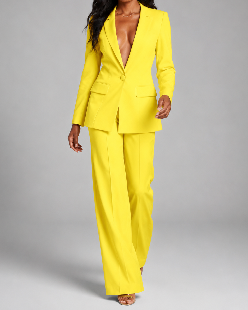 Women's Tailored Trouser Suit | Single Breasted Blazer & Wide Leg Two Piece Set