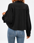 Women's Corduroy Jacket with Chest Pockets and Button Front
